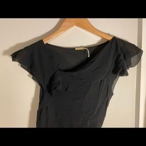 French Connection sheer black asymmetrical top